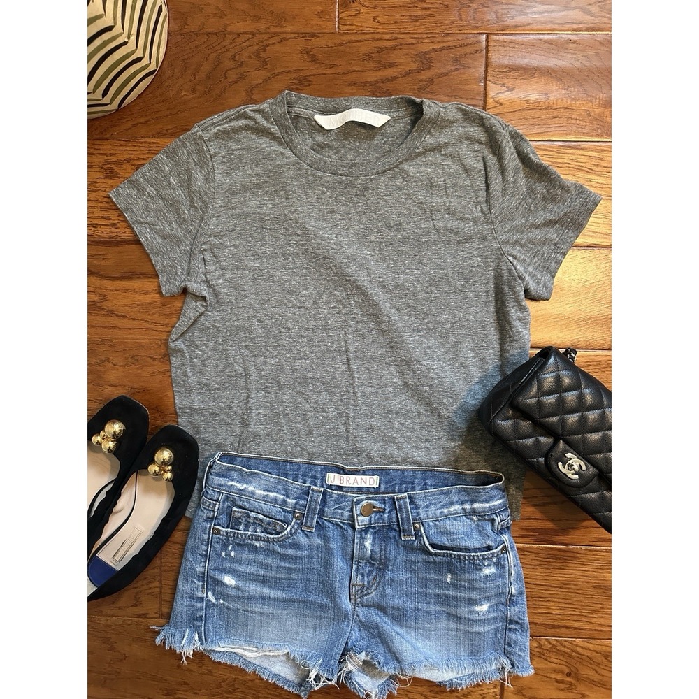 MOTHER Denim Womens M Heather Grey Tri Blend Short Sleeve T Shirt Tee USA